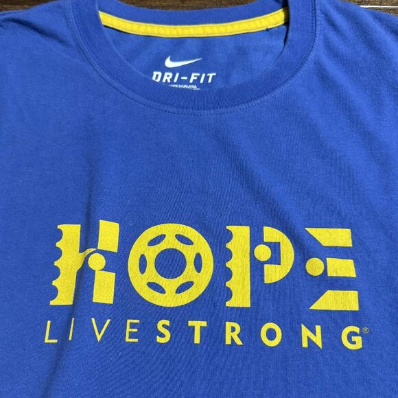 Vintage NIKE Dri-fit HOPE Livestrong Men’s XL T-shirt Blue Yellow *RARE - Picture 3 of 13